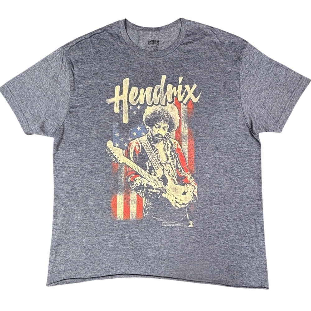American‎ Classics Jimi Hendrix American Flag Graphic T-Shirt Gray Mens XL